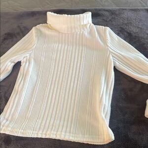 KIDS Cream Ribbed Turtleneck Sweater